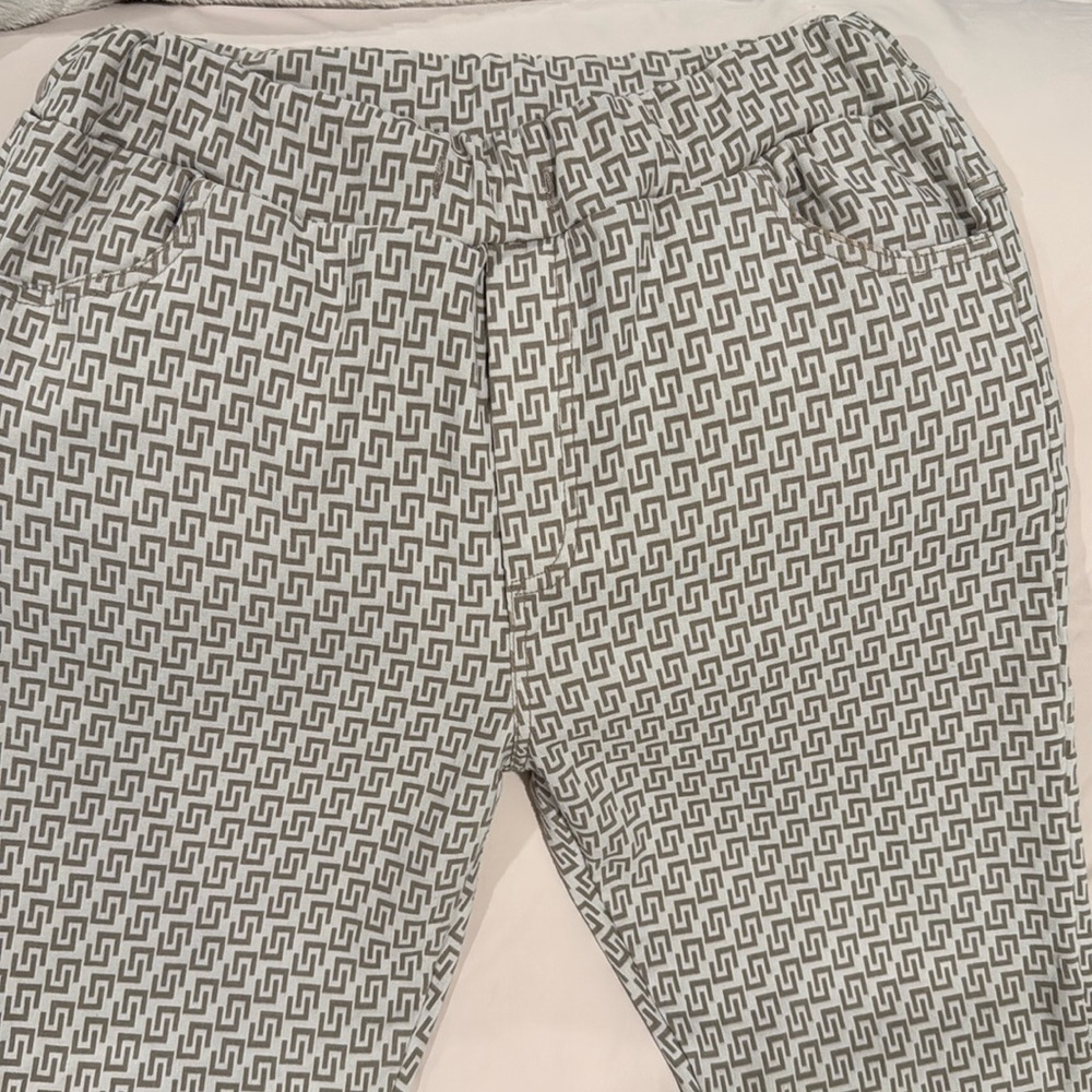 Nostalgia Italian Stretch Print Elastic Waist Pants